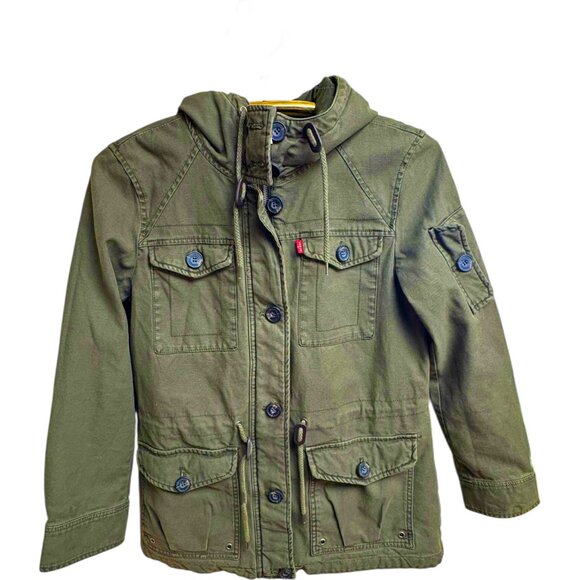 Levi's Army Green Quilted Hooded Military Utility Field Jacket - Picture 8 of 11